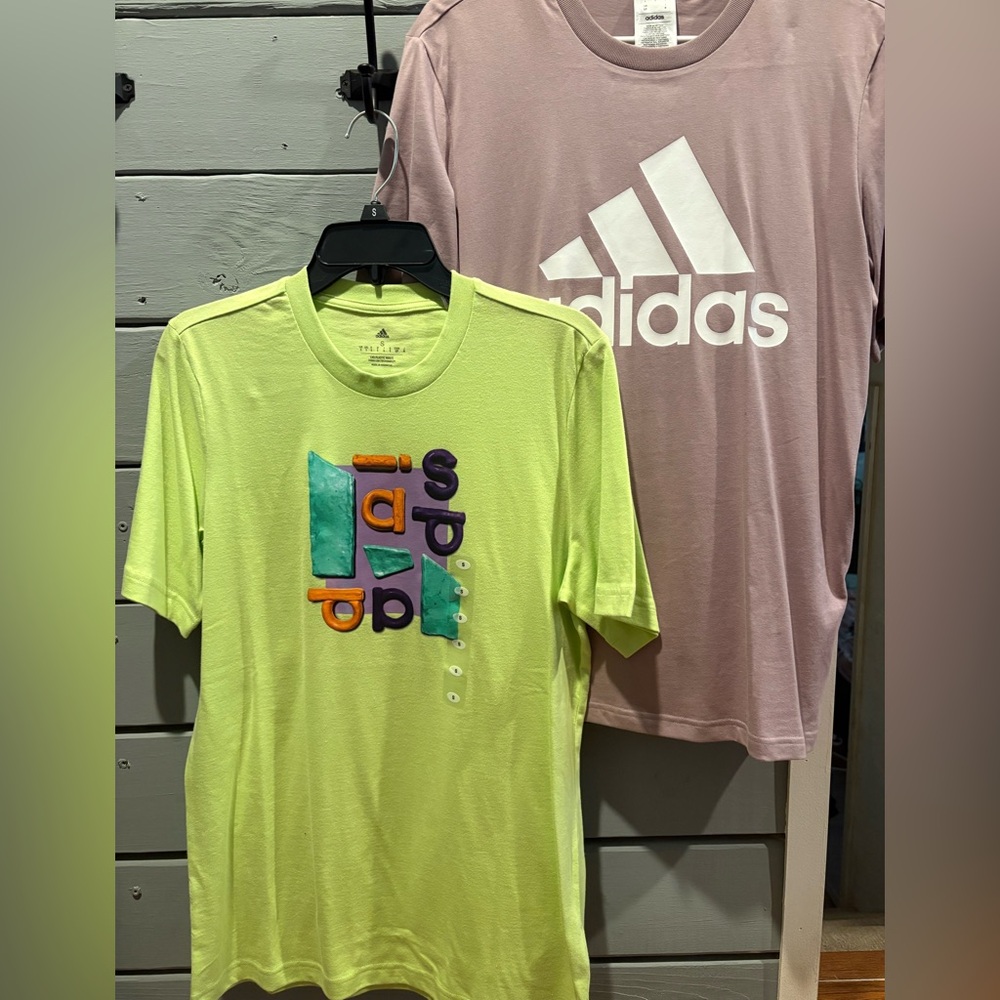 NWT Adidas Mens Neon Green/Purple Graphic Tees